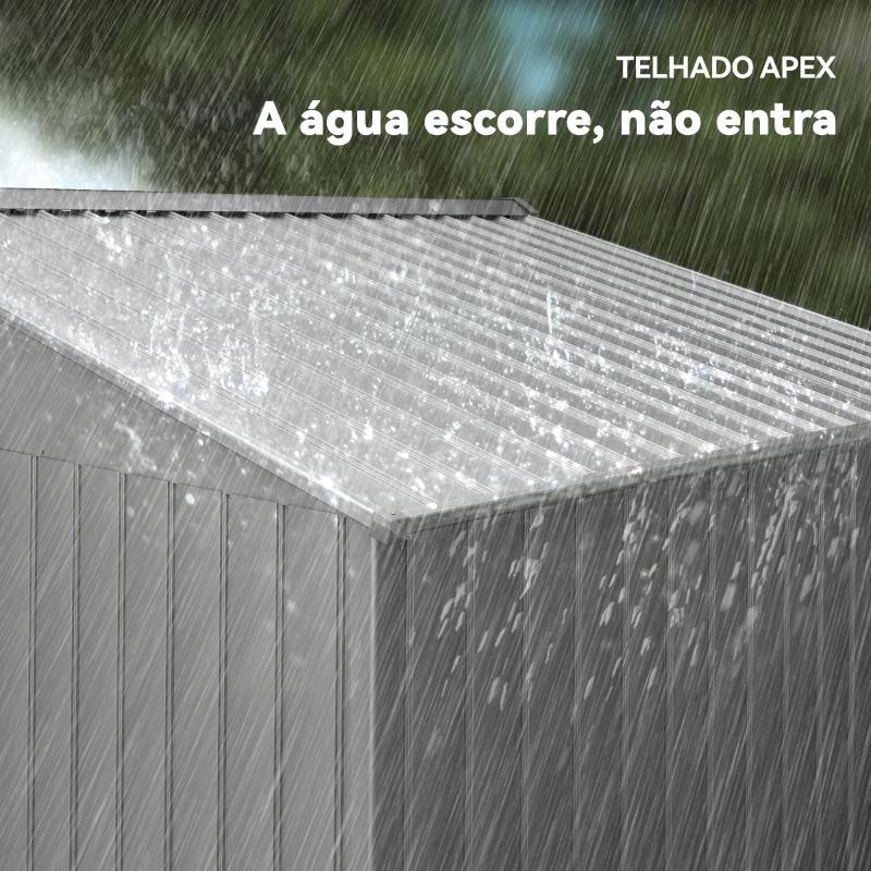 Outsunny Abrigo de Jardim Exterior 4,9 m² 277x195x192cm Abrigo e Jardim Metálico para Armazenamento de Ferramentas Cinzento