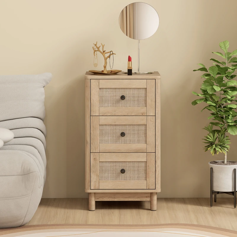 HOMCOM 40 cm Drawer Chest of Drawers with 3 Drawer - Oak
