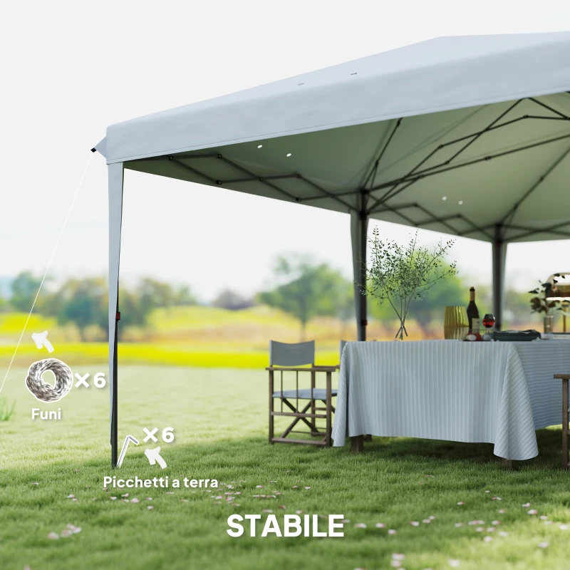 Outsunny Gazebo da Giardino Pop-up 6x3 m Pieghevole, Tendone per Feste con Sacca di Trasporto, Bianco