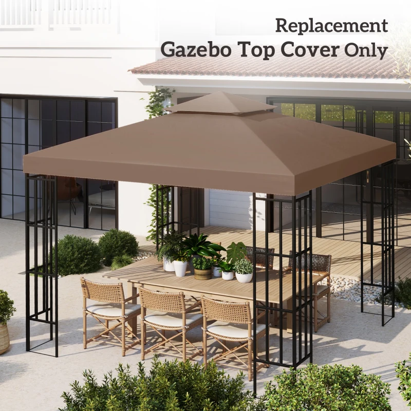 Outsunny 3 x 3 m Gazebo Canopy Roof Top Replacement Cover - Spare Part, Coffee TOP COVER ONLY(m-7)
