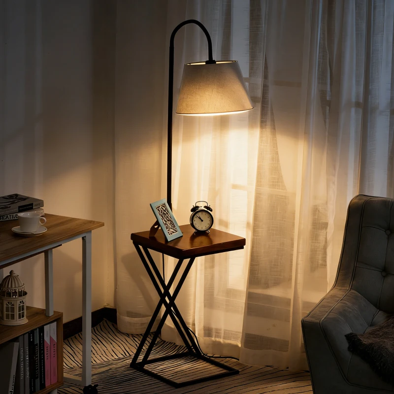 HOMCOM Lampada da Terra Moderna con Caricatore Wireless e Testa Flessibile per Soggiorno, Camera da Letto e Ufficio, 36x36x165 cm