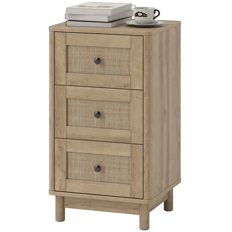 HOMCOM 40 cm Drawer Chest of Drawers with 3 Drawer - Oak