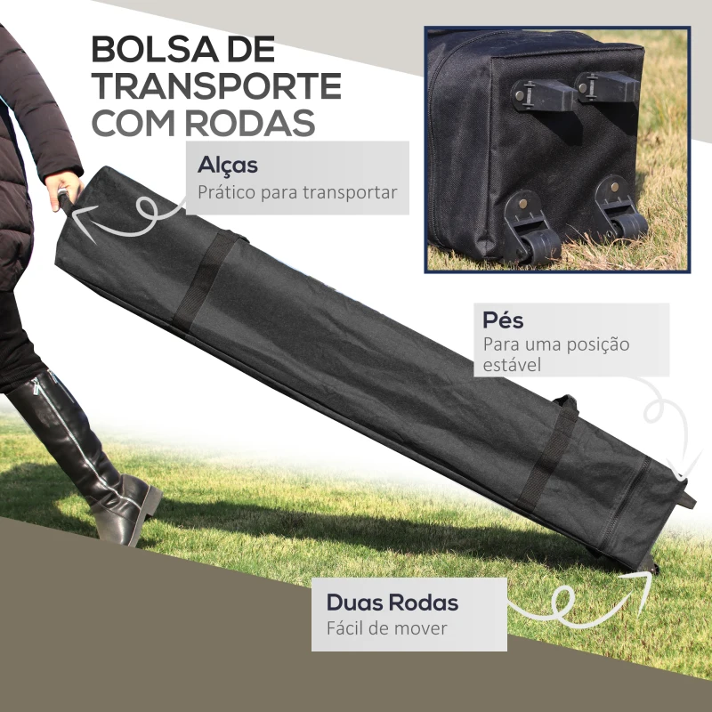 Outsunny Tenda Dobrável Pop-up com Altura Ajustável Proteção UV50+ Telhado Duplo e Redes Mosquiteiras 4x4x2,8 m Cinzento Claro