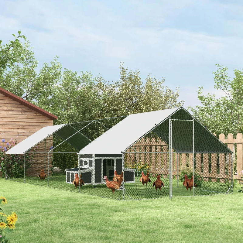 PawHut Poulailler en Bois pour 1-6 Poules avec 2 Nichoirs pour Couvaison, Toit Ouvrant et Bac Extractible, Gris foncé