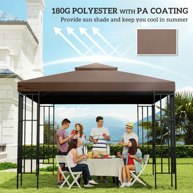 Outsunny 3 x 3 m Gazebo Canopy Roof Top Replacement Cover - Spare Part, Coffee TOP COVER ONLY(m-6)