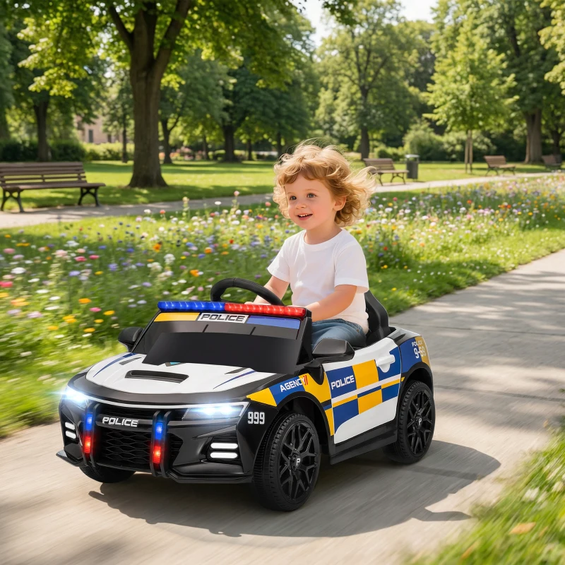 AIYAPLAY Mașină Electrică pentru Copii de Poliție cu Telecomandă și Muzică