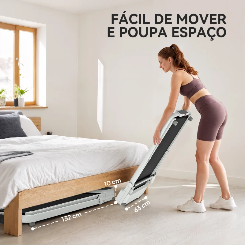 SPORTNOW Passadeira Dobrável com Inclinação Passadeira Elétrica com 2,5HP, 16KM/H e Ecrã LED 124x63x104 cm Branco