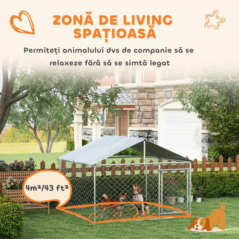 PawHut Cusca de Exterior pentru Caini, Loc de Joaca pentru Caini(m-5)