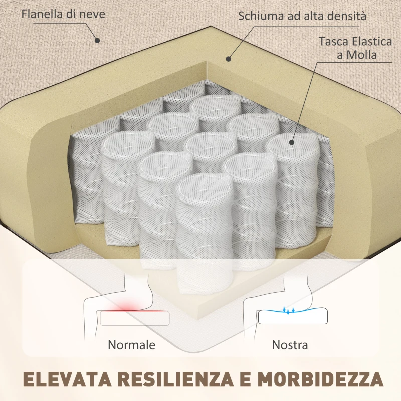 HOMCOM Poltrona per Salotto in Stile Francese con Seduta Imbottita e Cuscini, in Velluto di Ghiaccio, 74x86x102 cm, Beige