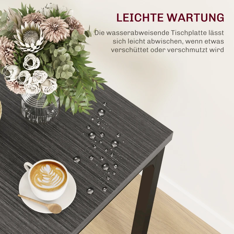 HOMCOM 3-teilige Essgruppe, Esstisch-Set, 1 Tisch, 2 Stühle, MDF+Metall, Grau