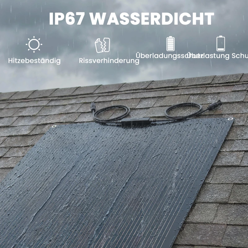 HOMCOM Zonnepaneel 100W 18V draagbaar outdoor zonnelader met 2 USB, LCD-display IP67 waterdicht