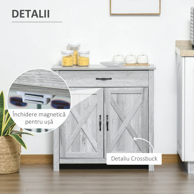 Homcom Bufet Bucatarie – Stil Country, Spatiu Depozitare Rustic