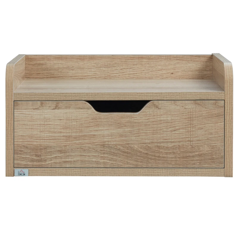 HOMCOM Set de 2 Mesitas de Noche de Pared Mesillas Flotantes con 1 Cajón para Dormitorio Habitación 40x30x19,5 cm Natural