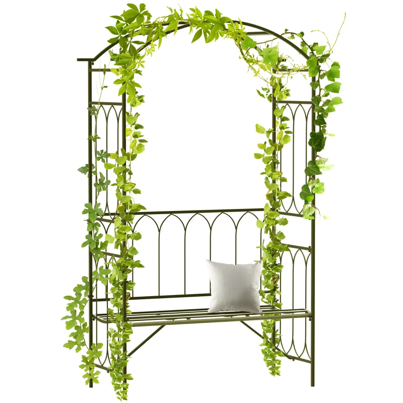 Outsunny Garden Arbor Bench Plant Climbing Support Trellis for Rose Vines Black