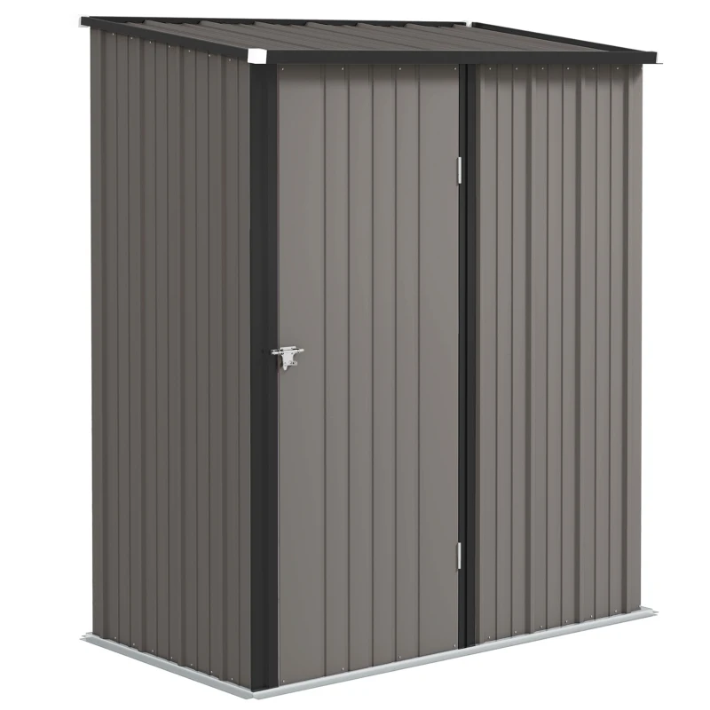 Outsunny Casetta da Giardino in Acciaio Porta Attrezzi con Catenaccio, 161.5x94.5x196cm, Grigio Chiaro