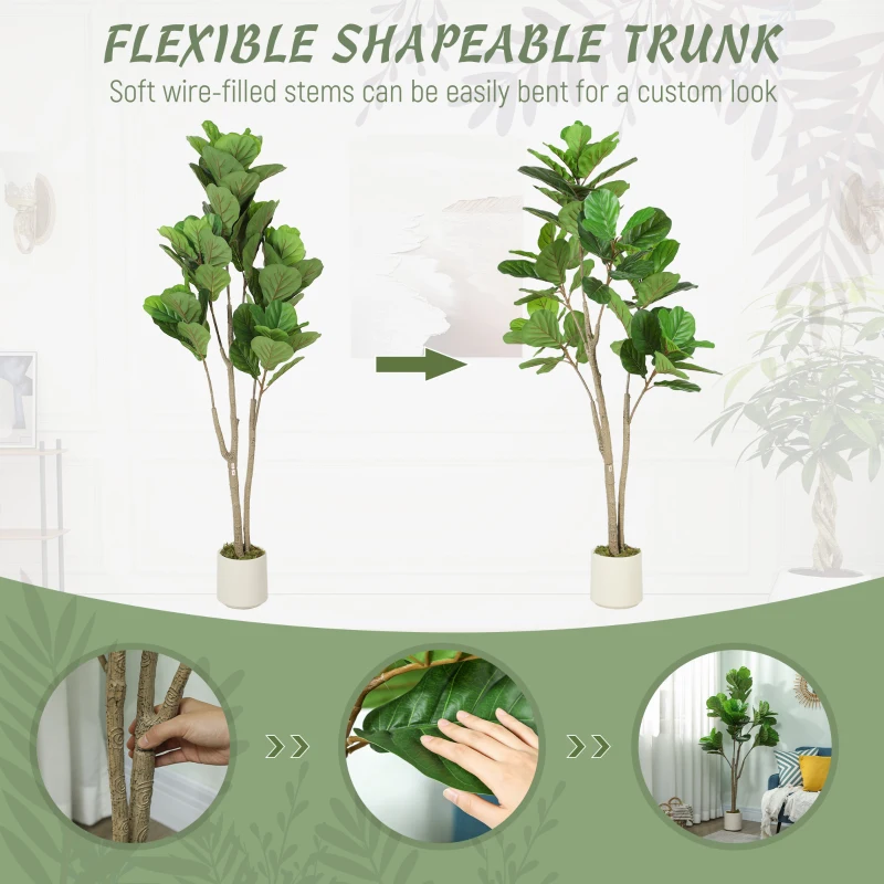 HOMCOM 150cm Artificial Ficus Tree - Green