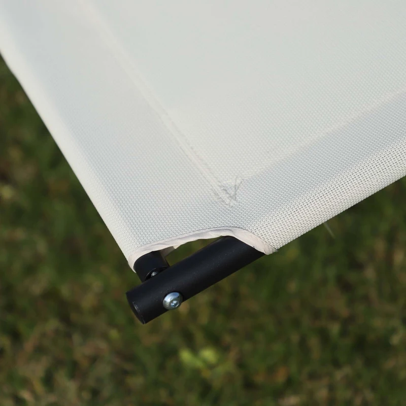 Outsunny Double Sun Lounger - Rocking Sunbed Daybed with Armrest and Headrest Pillow for Two, for Outdoor Patio Garden, Cream White