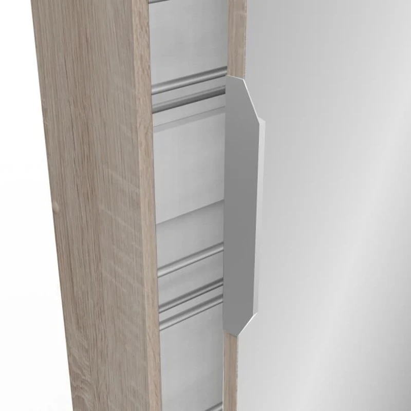 Armoire a chaussures - 12 Paires - Décor Chene - 1 porte avec miroir - L50 x P20x H180 cm - ZAPATERO