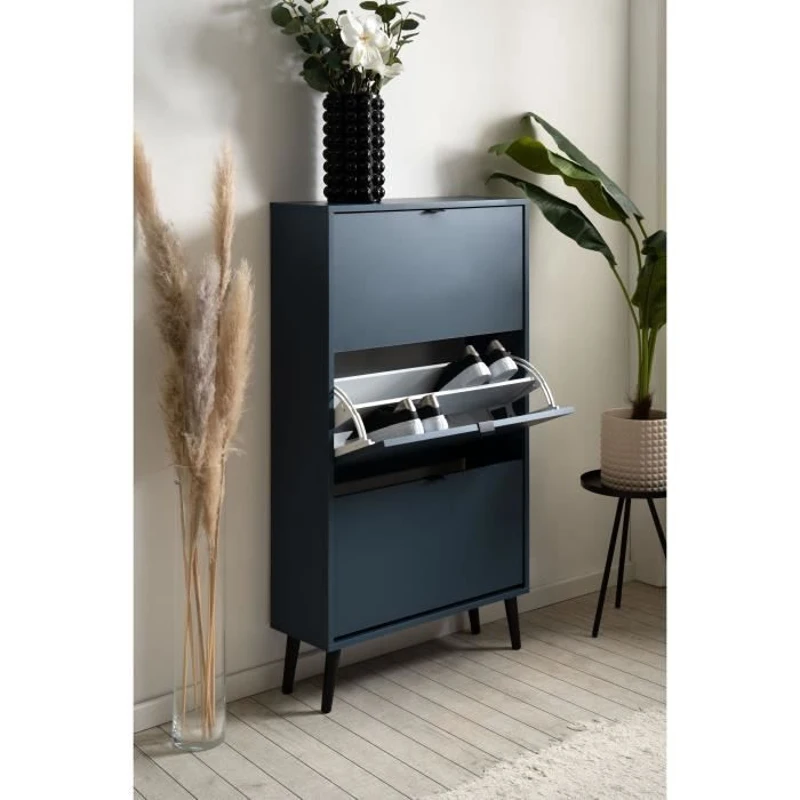 Meuble a chaussures - Bleu nuit - 12 paires - L70 x P24 x H125 cm - VIGO