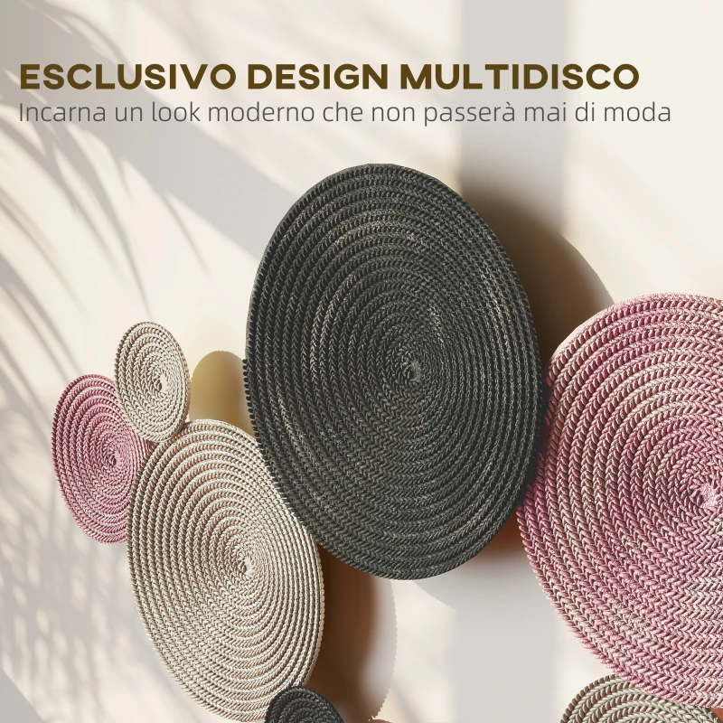 HOMCOM Wall Art a 8 Dischi 3D in Metallo, 110x7x58 cm, color Bronzo, Arancione e Giallo