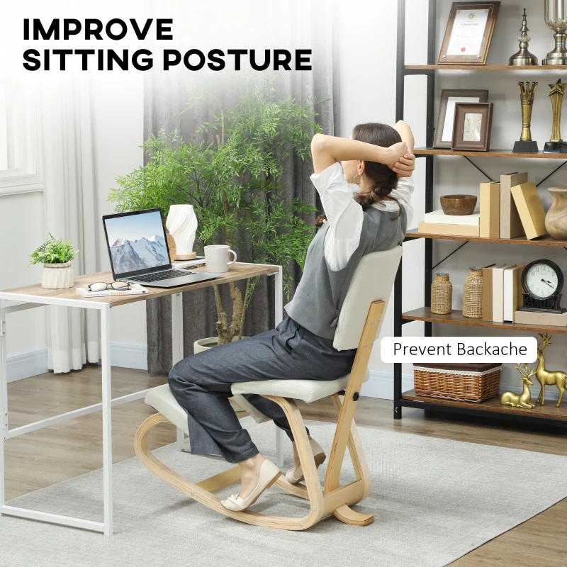 HOMCOM Ergonomischer Kniestuhl, Kniehocker Gesundheitsstuhl für Zuhause, Büro, Meditation Creme