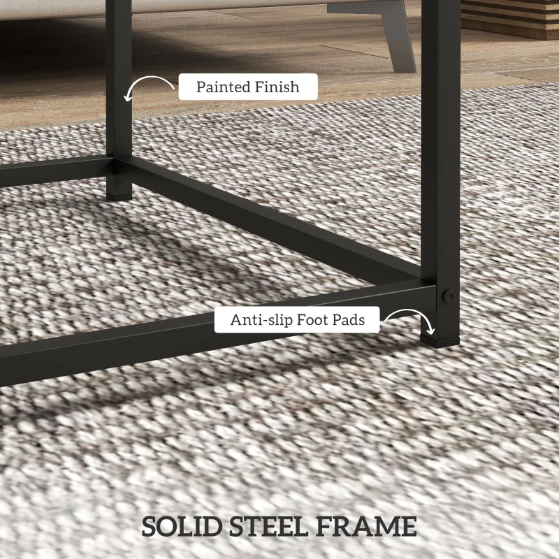 HOMCOM Coffee Table Set of 2, Nest of Tables with 3.5cm Thick Tabletop, Grey