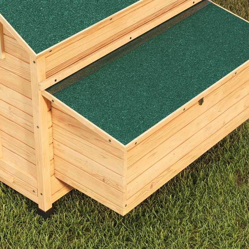PawHut Wooden Outdoor Chicken Coop with 2 Nests Removable Tray Perches Waterproof Roof 150x100x96.5 cm Yellow
