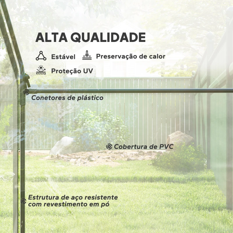 Outsunny Estufa com Janela Porta Estrutura de Aço e Cobertura de Plástico Impermeável Anti-UV 180x100x168 cm Transparente