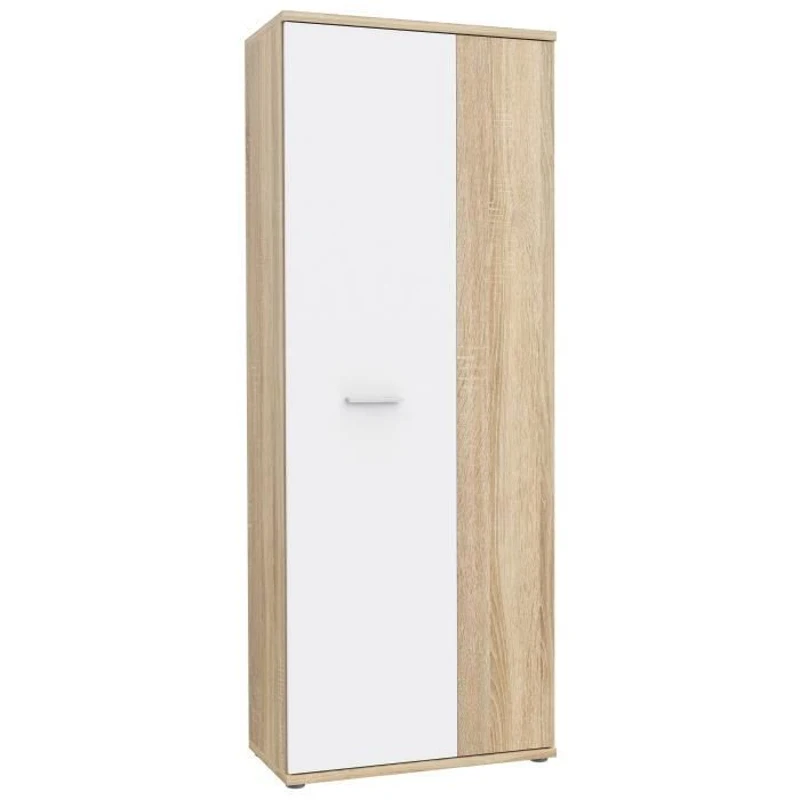 Armoire a chaussures MISCA - Décor chene sonoma et blanc mat - L69 x  P35 x H179cm