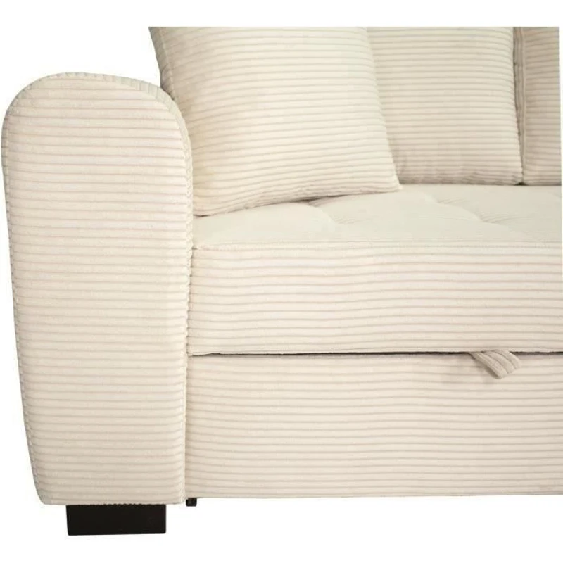 Canapé d'angle convertible réversible - 4 places - HAMILTON - Velours Beige - L 245 x P 150 x H 86 - Fabriqué en Ukraine