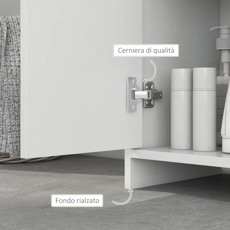 HOMCOM Colonna Bagno Salvaspazio con Armadietto e 2 Vani Aperti, 30x30x160cm, Bianco