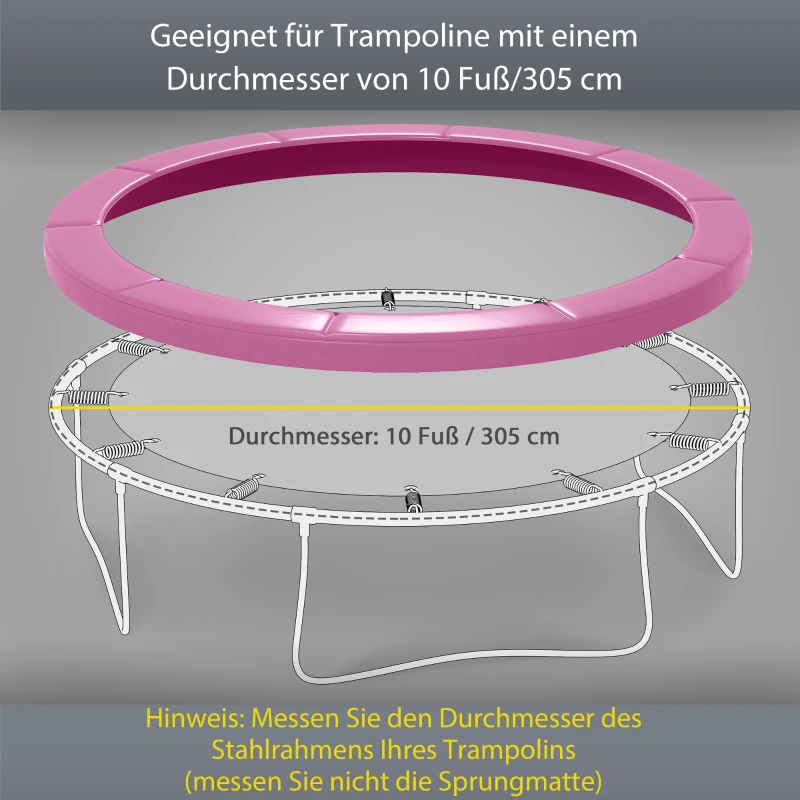 SPORTNOW Ersatz-Randabdeckung für Trampoline, wasserfest, reißfest, Ø305 cm, Rosa