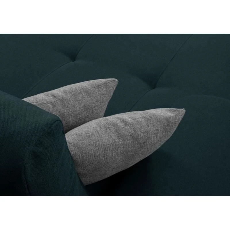 Canapé d'angle convertible réversible + coffre de rangement - Tissu Bleu - L 289 x P 94/188 x H 88 cm - INDIAN