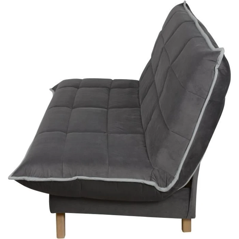 Canapé convertible Clic Clac 3 places - Matelas DUNLOPILLO Ep.13 cm - Mousse HR 35 kg/m3 - Tissu Gris - Fabriqué en France