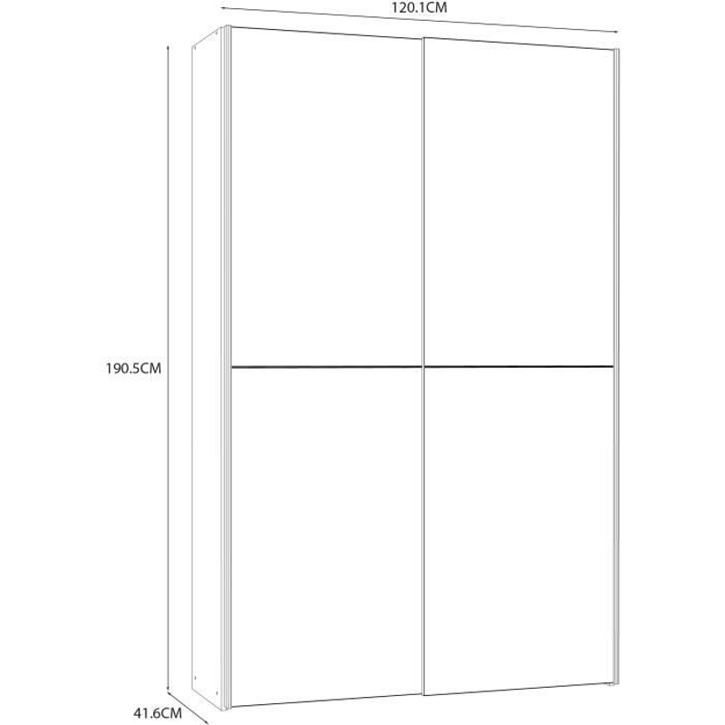 Armoire 2 portes coulissantes multifonction - Blanc mat - L120 x P41,6 x H190,5 cm - OZZULA