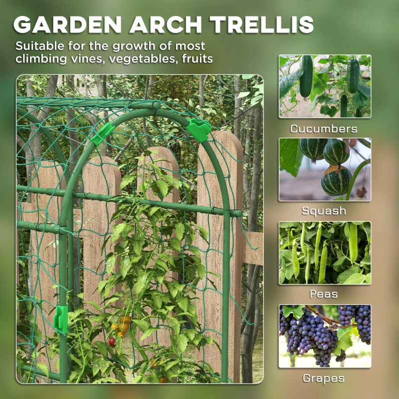 Outsunny 183 cm Tall Metal Garden Trellis, Arch Trellis for Climbing Plants Outdoor with Climbing Net