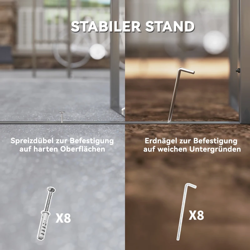 Outsunny 3 x 3 m Garten-Pavillon, 2-Stufen-Dach-Design, UV30+ Schutz, UV-beständig, Sonnenschutz, Metallrahmen, Dunkelgrau