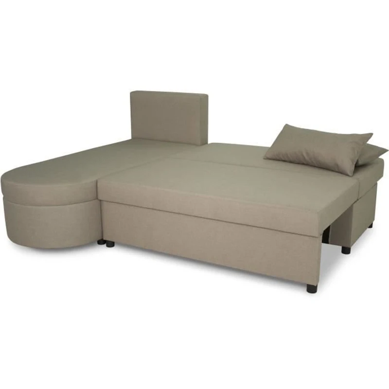 Canapé d'angle convertible réversible 3 places JEN - Tissu Beige - Style contemporain - L196 x H88 x P159 cm