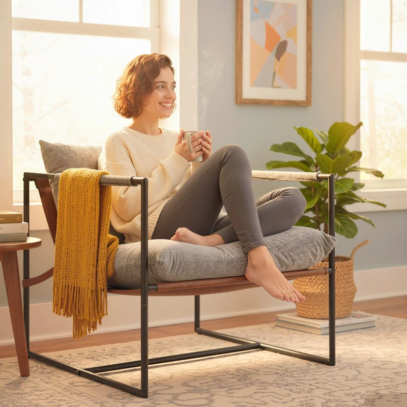 HOMCOM Fauteuil salon, fauteuil d'appoint rembourré en velours imprimé, large assise et structure en acier, 77x91x80cm, gris