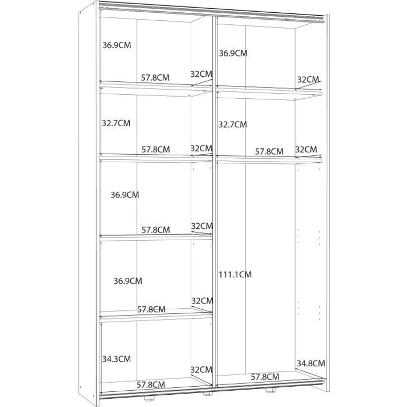 Armoire 2 portes coulissantes multifonction - Blanc mat - L120 x P41,6 x H190,5 cm - OZZULA