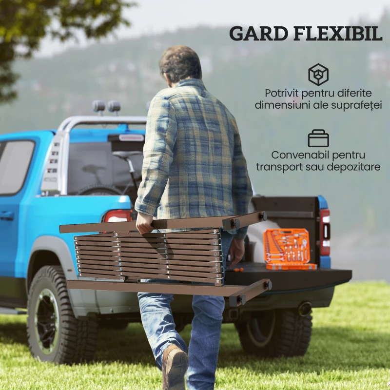 Outsunny Trellis Extensibil Freestanding Gard Mobil Pliabil, Panou Ecran Grădină Aluminiu, 300cm x 103.5 cm, Cafea Închis