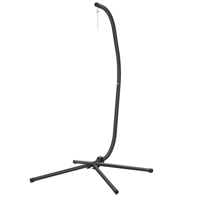 Outsunny C-shaped Hanging Chair Frame Height-Adjustable Metal Stand with Suspension Chain up to 150 kg Black