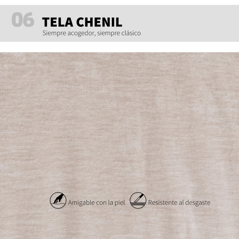 HOMCOM Silla de Oficina con Asiento Ancho sin Reposabrazos Ruedas Altura Ajustable Giratoria Función Basculante Beige