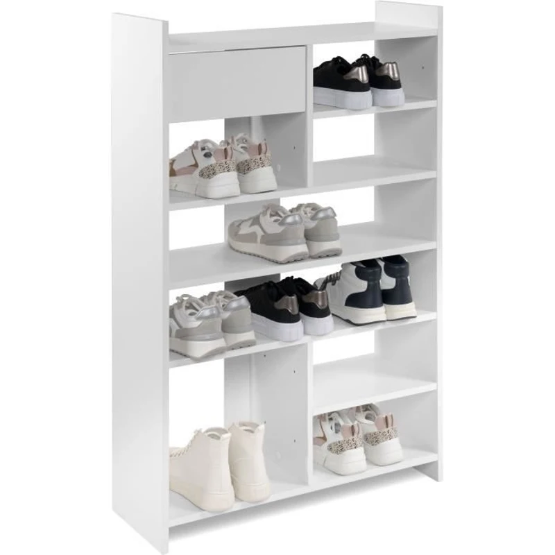 Meuble a chaussures - MÜNSTER - Blanc - 12 paires de chaussures - 71,5 x 25 x 109 cm