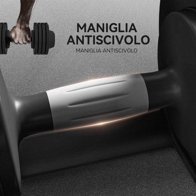 SPORTNOW Kit Pesi Regolabili 7/13/18/24 kg con Porta Manubri e Impugnatura Antiscivolo, 37x18x18 cm, Nero