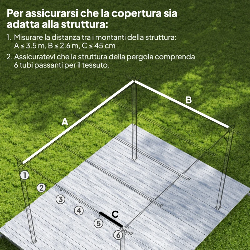 Outsunny Tettuccio di Ricambio per Gazebo da Giardino con 10 Fori, Copertura in Poliestere Traspirante, Grigio