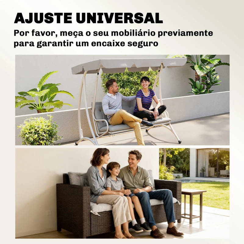 Outsunny Almofada para Banco de Jardim com Encosto Enchimento Espesso e Fitas de Fixação para Interior e Exterior 150x98x8 cm Cinza