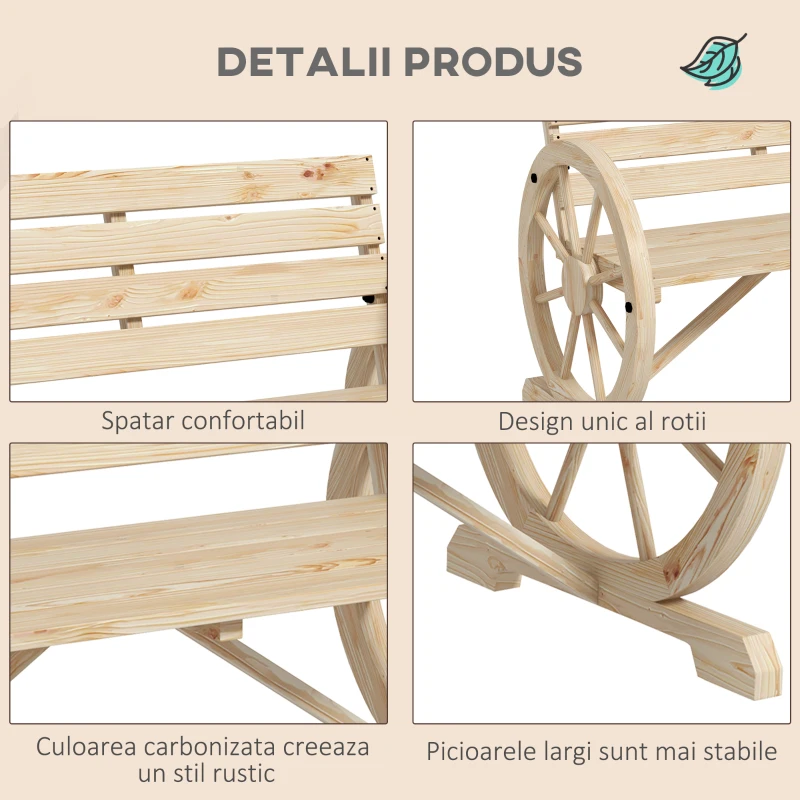 Outsunny Banca Country Fonta 127×60×85 cm – 2‑locuri cu Cotiere Rotative Neagra