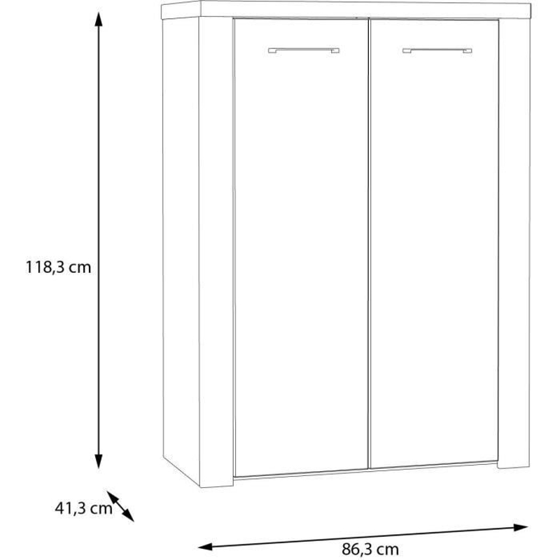 Meuble de rangement - Décor Sable & chene - L86,3 x P41,3 x H118,3 cm - NELLEKE