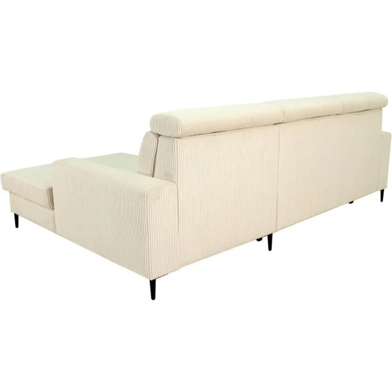 Canapé d'angle convertible - 4 places - NIZZA - Velours côtelé Beige - Coffre - 250 x 166 x 92/104 cm